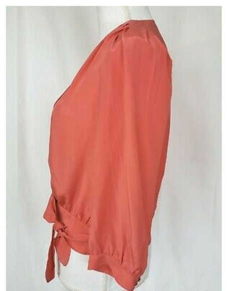 Madewell Bright Ember Silk Wrap Top S - Picture 5 of 7